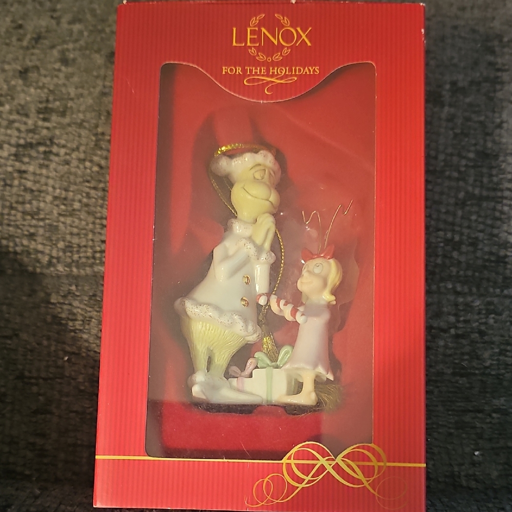 Lenox Holiday Grinch and Cindy Lou Figurine - Festive Green and Red